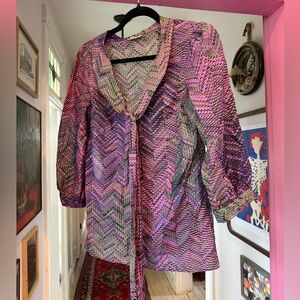 Shoshanna Colorful Chevron Silk Blouse